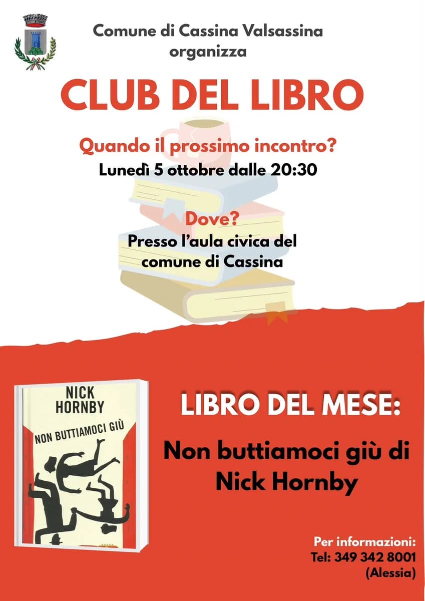 Locandina evento: Club del Libro - Non buttiamoci giu di Nick Hornby
