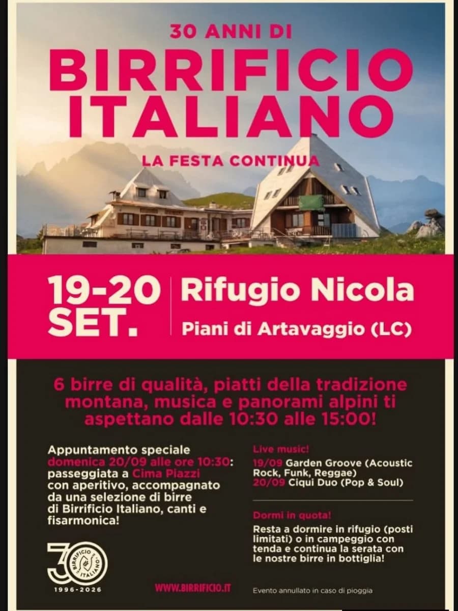 Locandina evento: 30 anni di Birrificio Italiano - La festa continua
