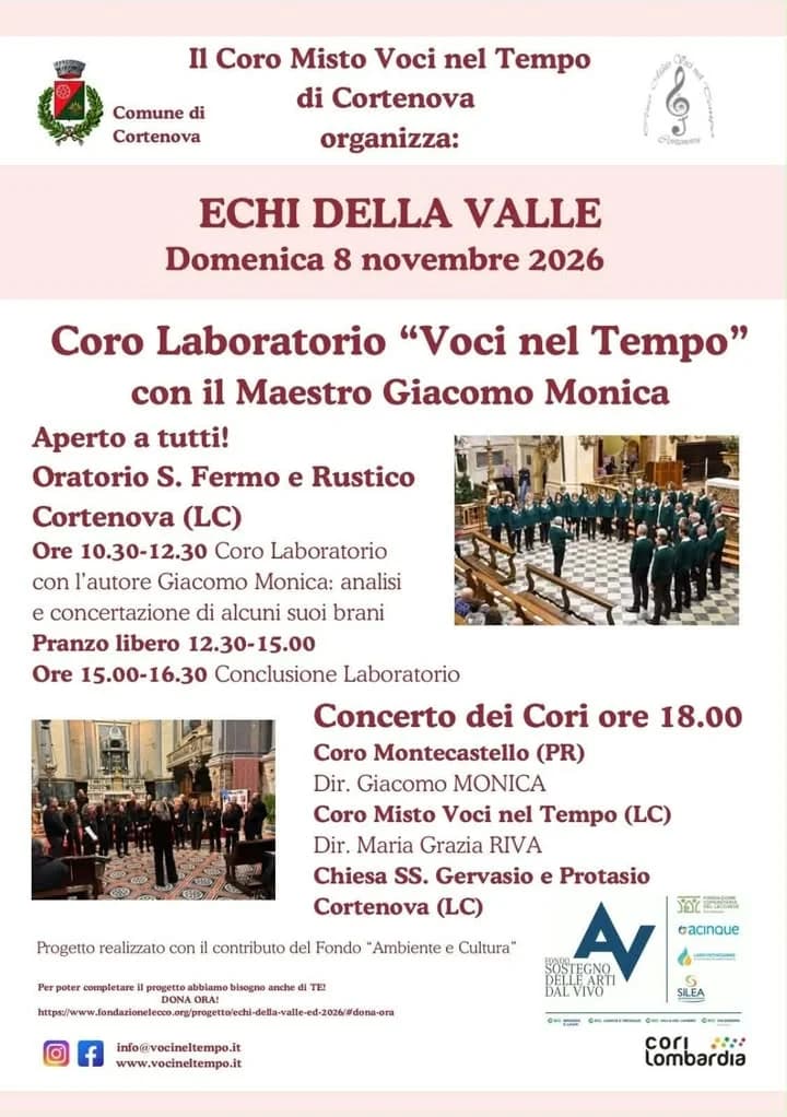 Locandina evento: Echi della Valle - Coro Laboratorio e Concerto dei Cori